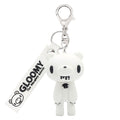 GLOOMY: THE NAUGHTY GRIZZLY - MONO WHITE KEY RING KEYCHAIN WITH FIGURE