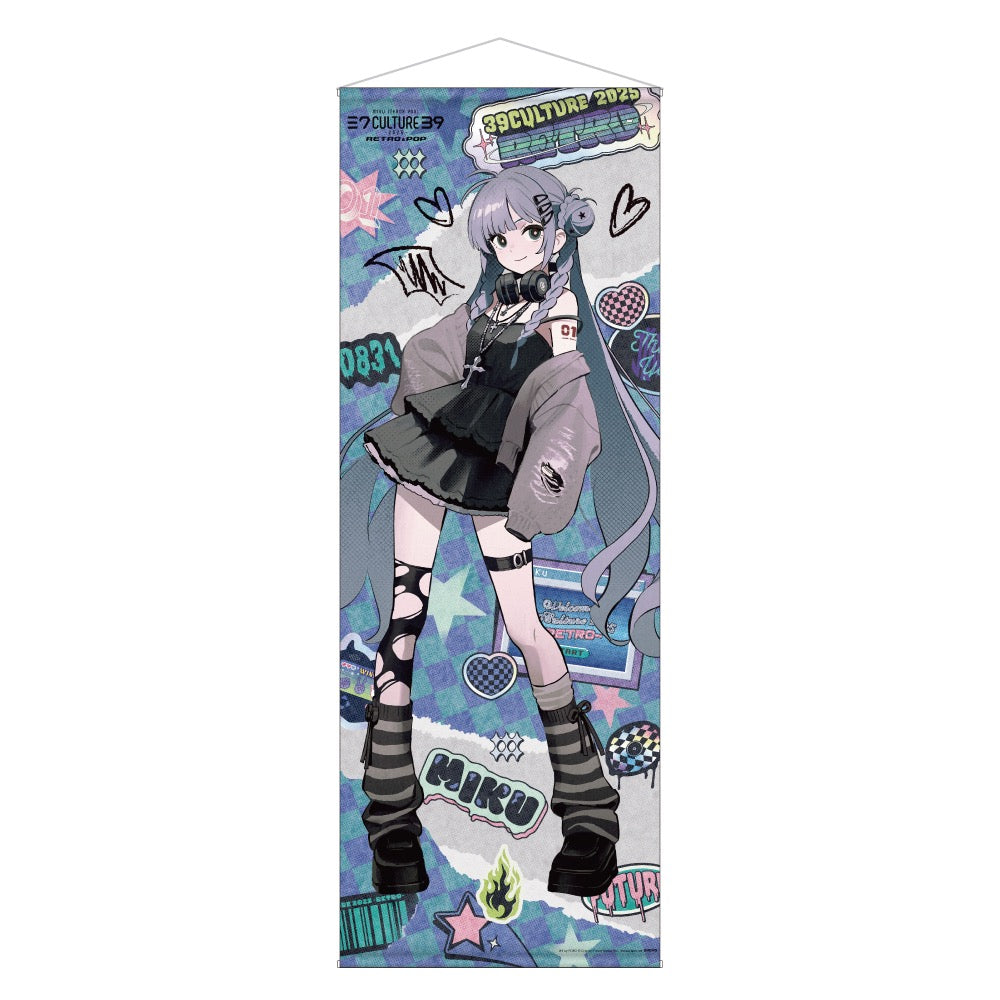 VOCALOID - HATSUNE MIKU 39CULTURE 2025 RETRO LIFE-SIZE TAPESTRY WALLSCROLL