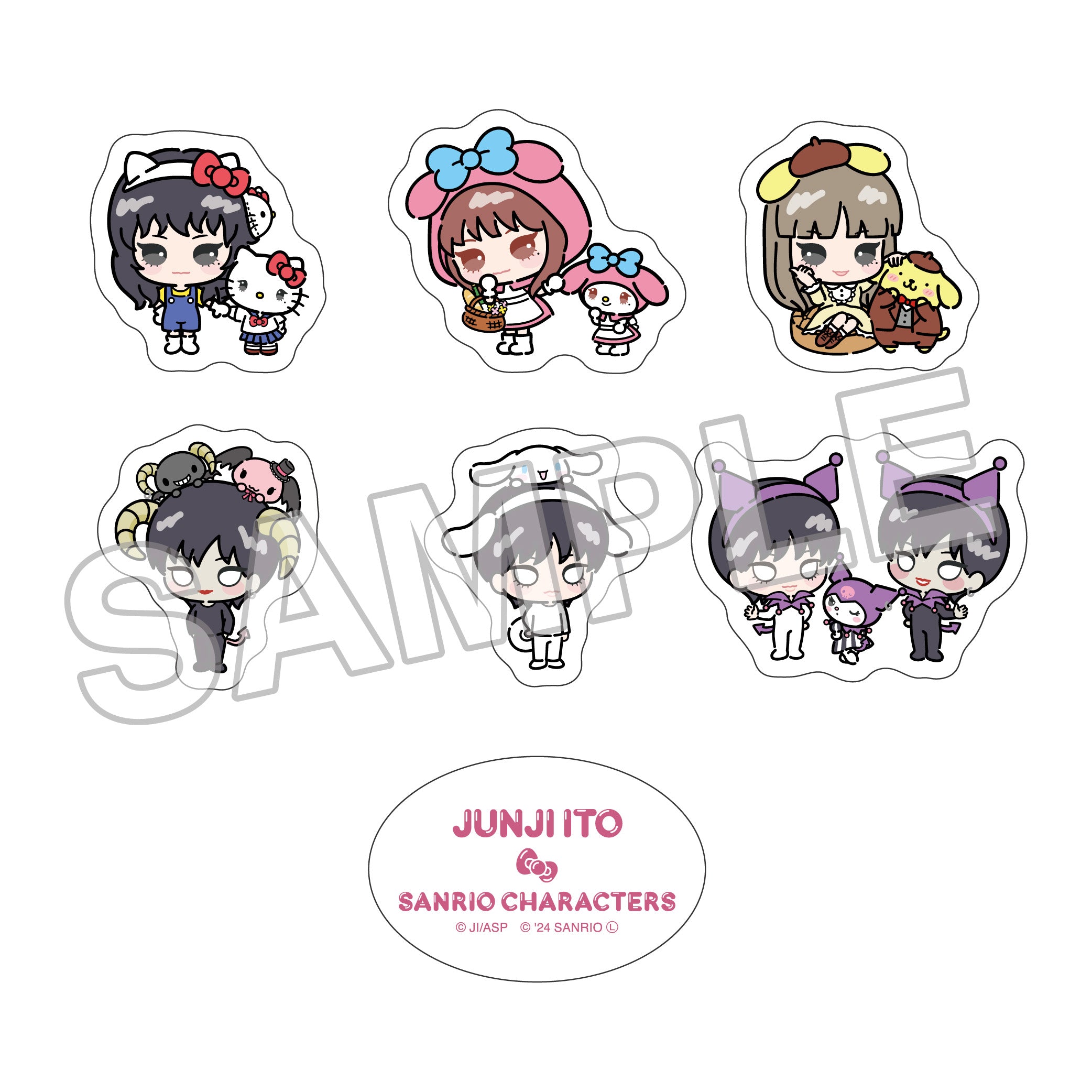 JUNJI ITO X SANRIO CHARACTERS MANEKKO DEFORMED STICKER SET