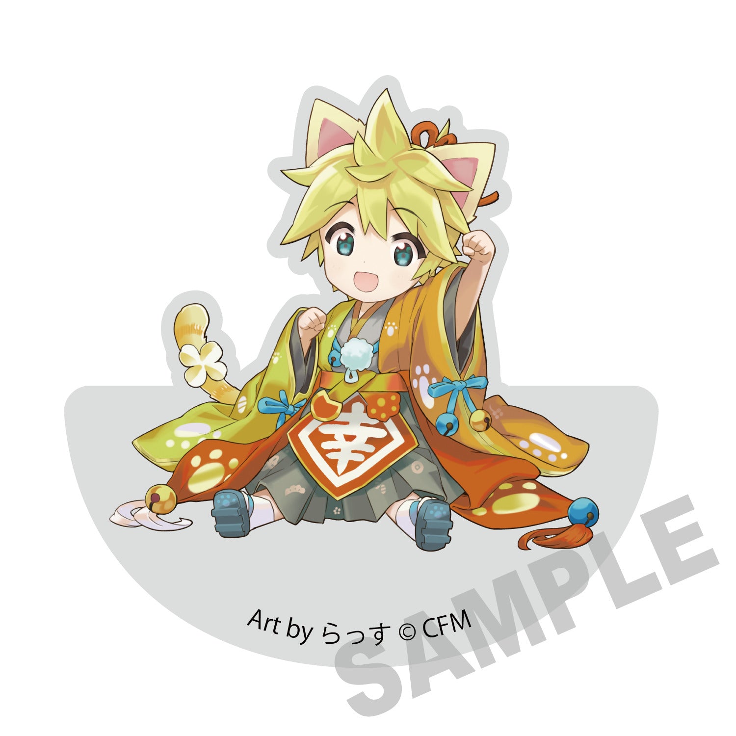 HATSUNE MIKU X MANEKI-NEKO YURAYURA KAGAMINE LEN ART BY RASSU ACRYLIC BLOCK