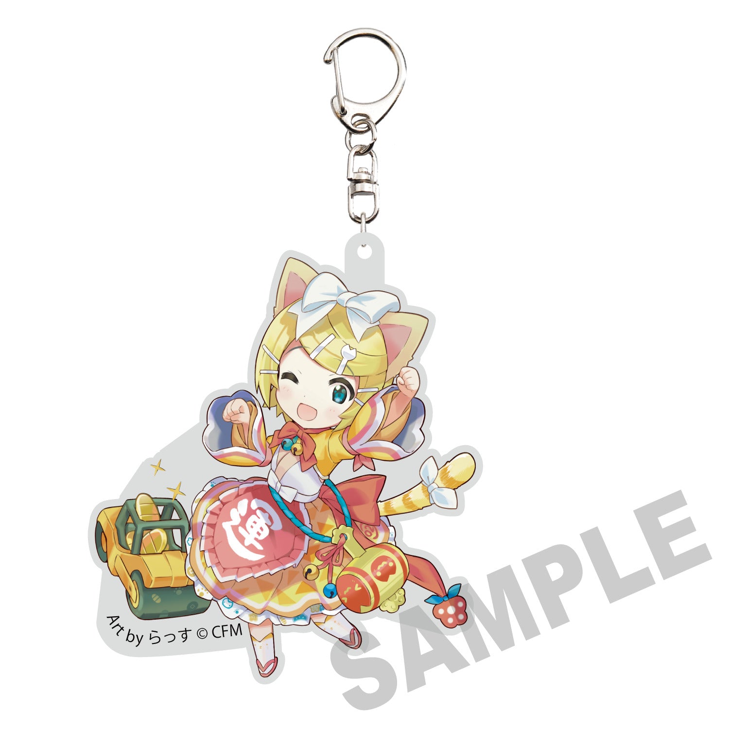 HATSUNE MIKU X MANEKI-NEKO DIE-CUT KAGAMINE RIN ART BY RASSU ACRYLIC KEYCHAIN