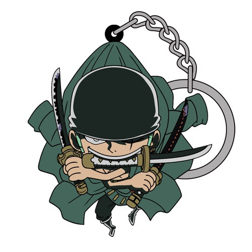 ONE PIECE TSUMAMARE ATTACKING RORONOA ZORO RUBBER KEYCHAIN