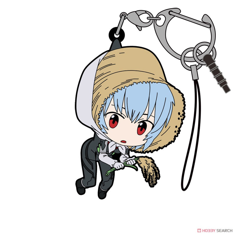 EVANGELION - REI AYANAMI LOOK-ALIVE FARMER VER. TSUMAMARE RUBBER KEYCHAIN