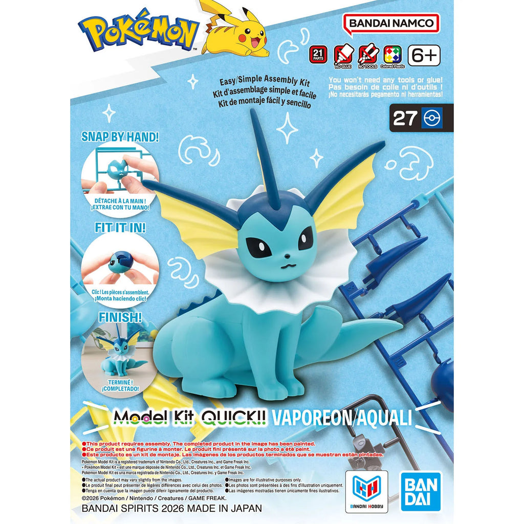 POKEMON - VAPOREON PLAMO COLLECTION QUICK!! 27 MODEL KIT