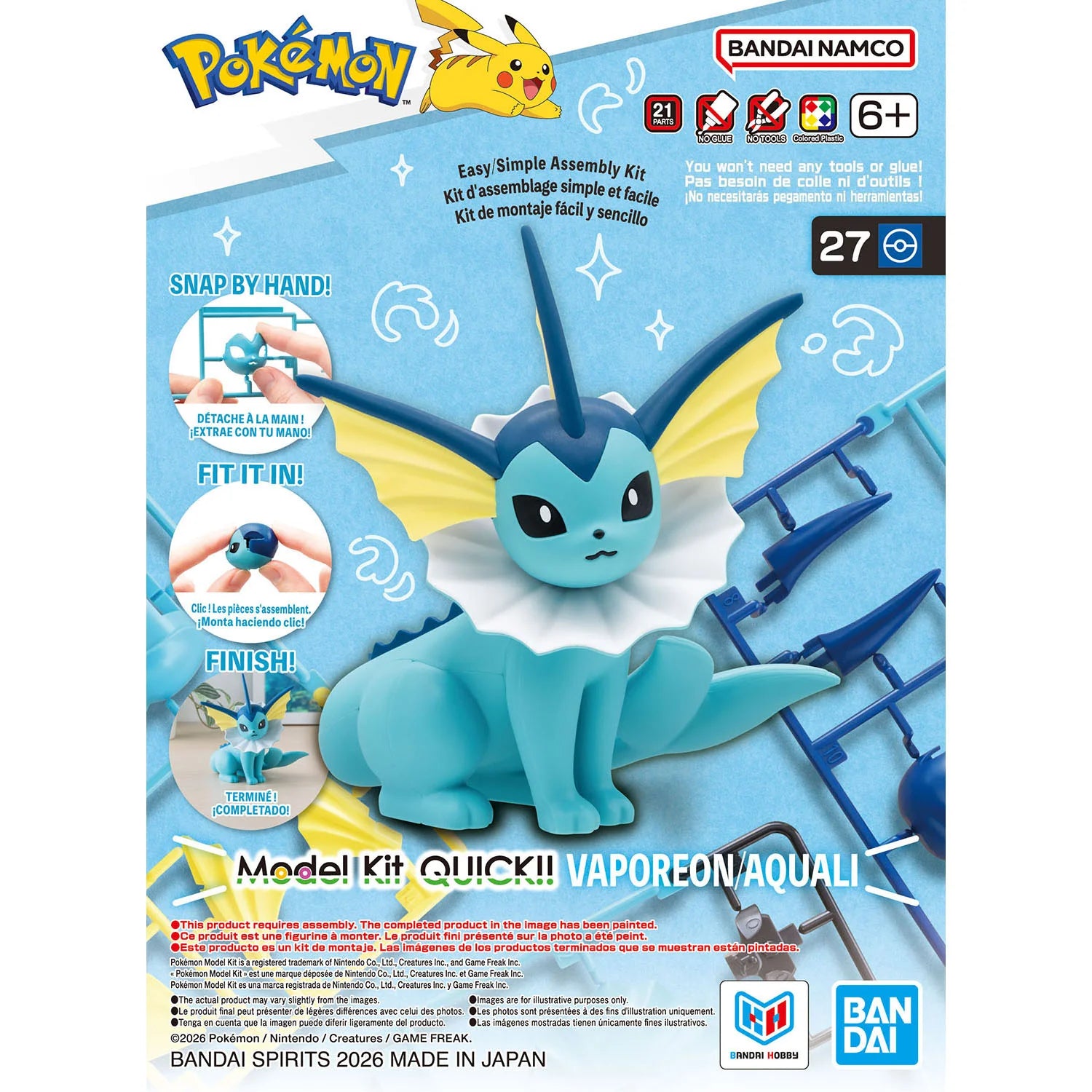 POKEMON - VAPOREON PLAMO COLLECTION QUICK!! 27 MODEL KIT