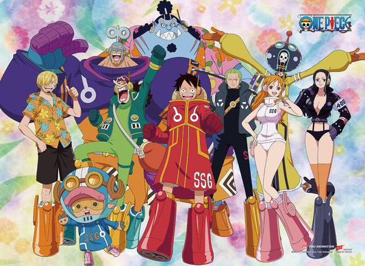 ONE PIECE FUTURE ISLAND EGGHEAD GROUP WALL SCROLL