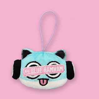 BLUE HAM HAM TONGUE OUT MINI HANGING PLUSH