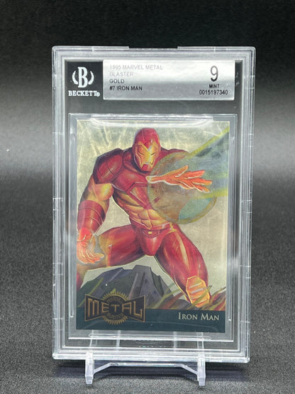 1995 MARVEL METAL BLASTER GOLD #7 IRON MAN MINT GRADE 9