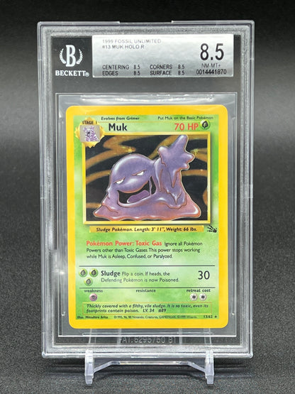 1999 POKEMON FOSSIL #13 MUK HOLO NEAR MINT-MINT+ GRADE 8.5