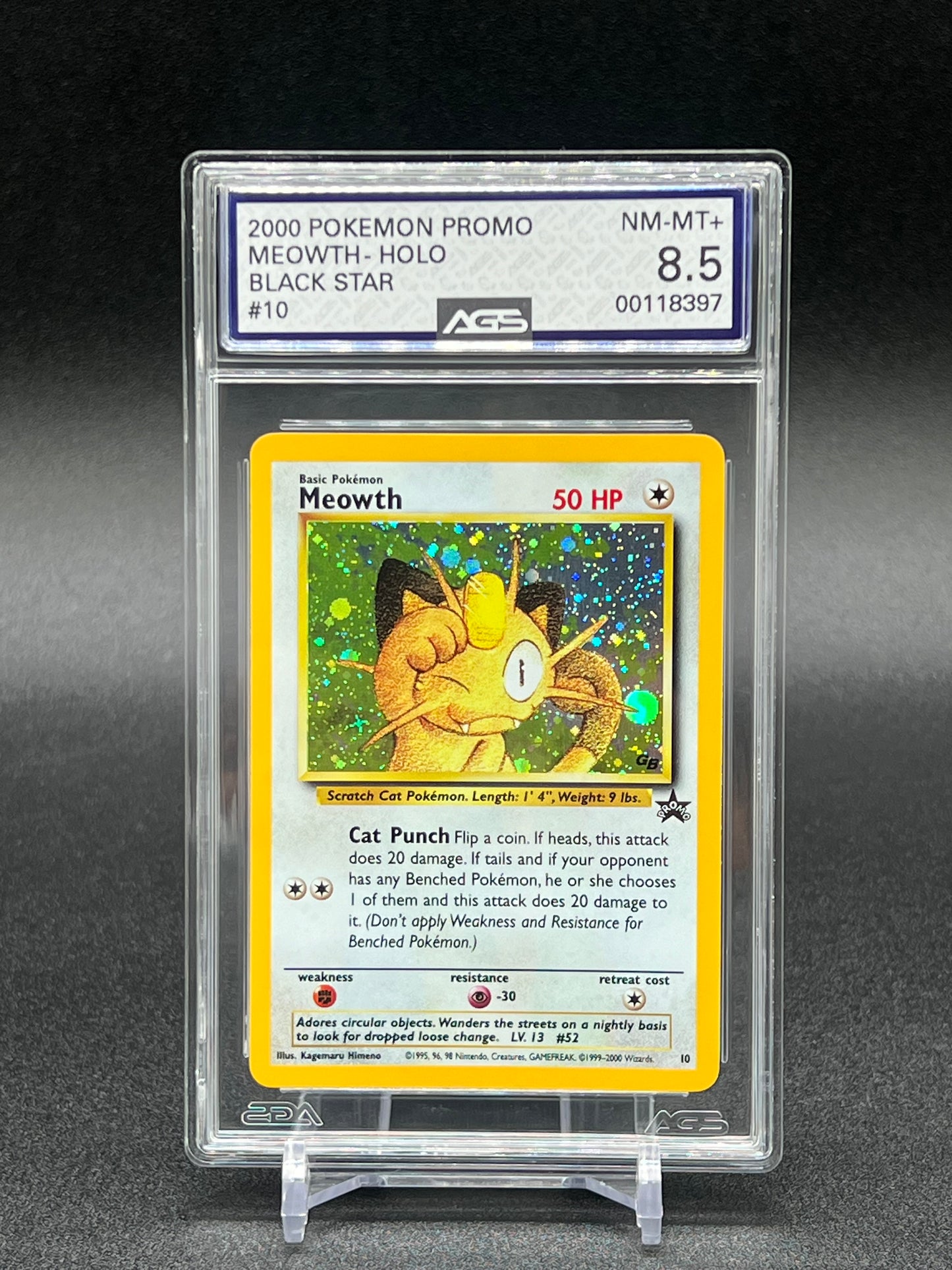 2000 POKEMON PROMO #10 MEOWTH NEAR MINT-MINT+ GRADE 8.5