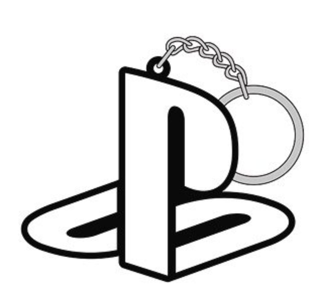 PLAY STATION WHITE RUBBER KEYCHAIN