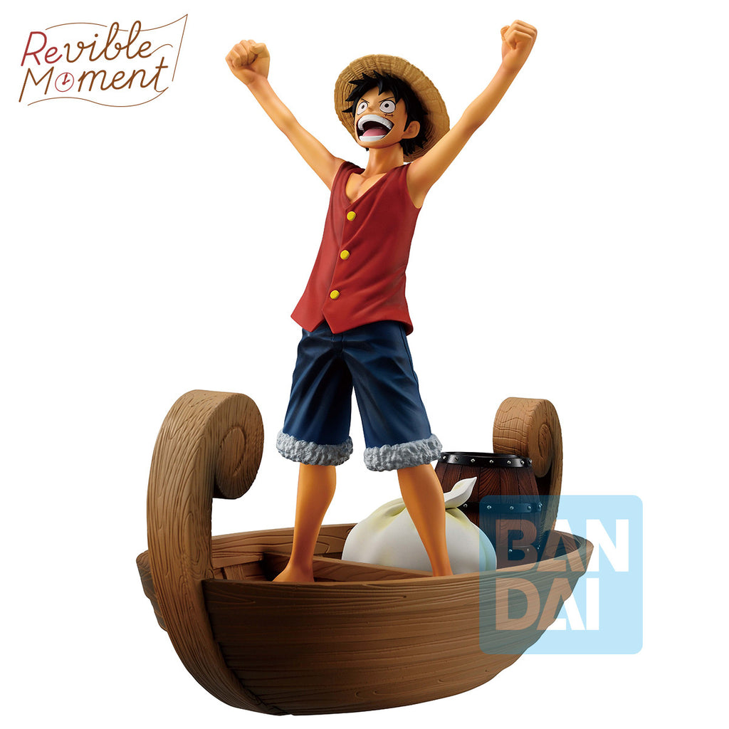 ONE PIECE - MONKEY D. LUFFY "I'M GOING TO BECOME THE KING OF THE PIRATES!!!!" REVIBLE MOMENT "MEMORIES OF ADVENTURE AND THE SHIPPING ROUTE THE FUTURE" ICHIBANSHO FIGURE