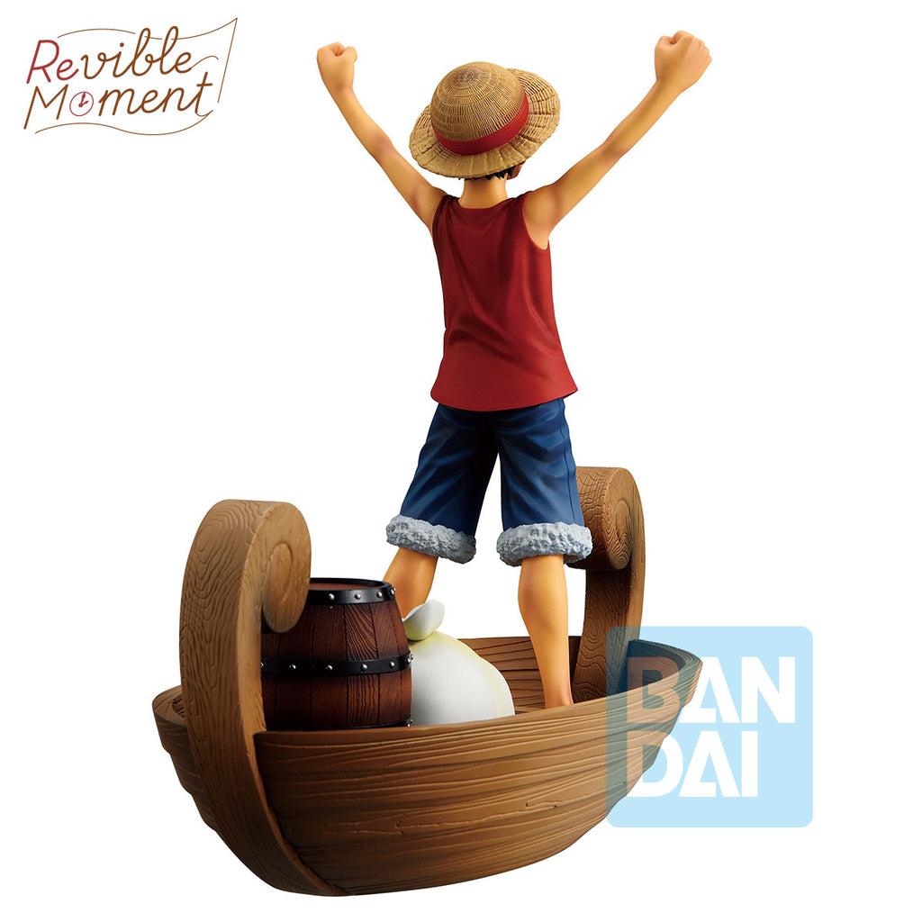 ONE PIECE - MONKEY D. LUFFY "I'M GOING TO BECOME THE KING OF THE PIRATES!!!!" REVIBLE MOMENT "MEMORIES OF ADVENTURE AND THE SHIPPING ROUTE THE FUTURE" ICHIBANSHO FIGURE